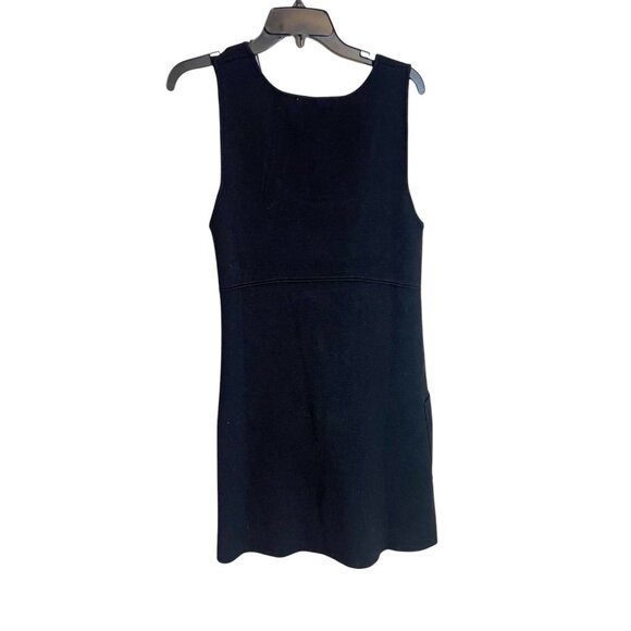 ZARA Sleeveless Knit Mini Dress Womens Size L Black Scoop Neck Front Pockets - Picture 2 of 8